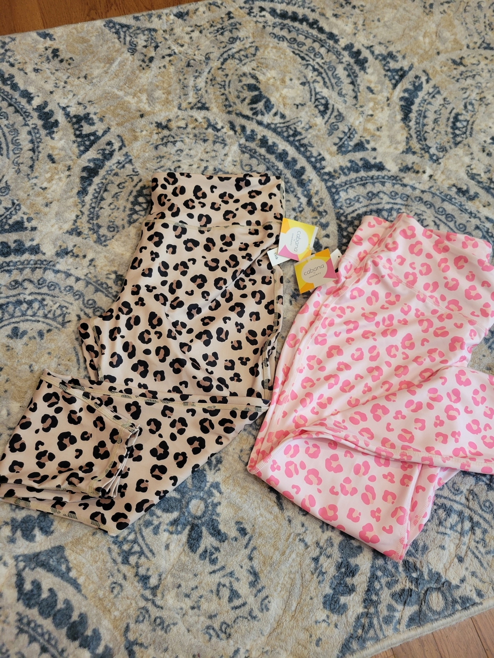 Crown & Ivy Women's 2XL Leopard Print Leggings - Pink & Beige Set Of 2 NWT